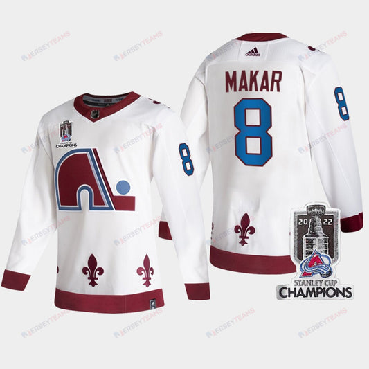 2022 Stanley Cup Champs Cale Makar 8 Colorado Avalanche White Jersey Reverse Retro