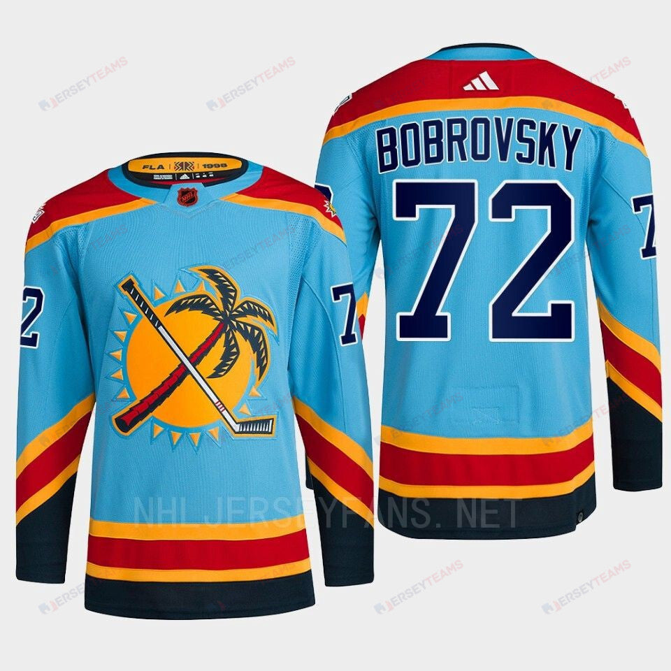Florida Panthers 2022 Reverse Retro 2.0 Sergei Bobrovsky 72 Blue Primegreen Jersey Men's