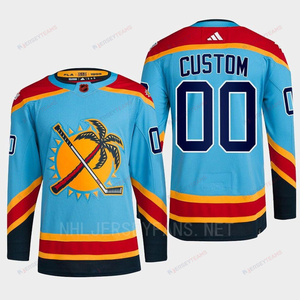 Florida Panthers 2022 Reverse Retro 2.0 Custom 00 Blue Primegreen Jersey Men's