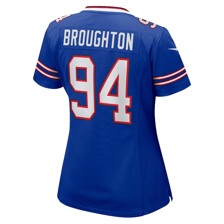 Cortez Broughton 94 Buffalo Bills Women's Home Game Player Jersey - Royal