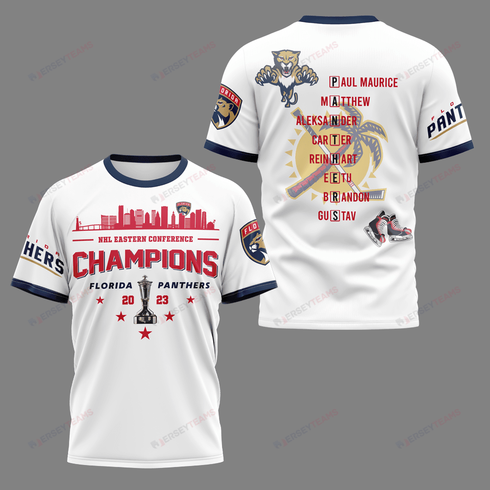 Florida Panthers Eastern Conference 2023 Champions All Over Printed T-shirt - White