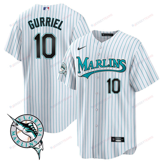 Yuli Gurriel 10 Miami Marlins Throwback Men Jersey - White