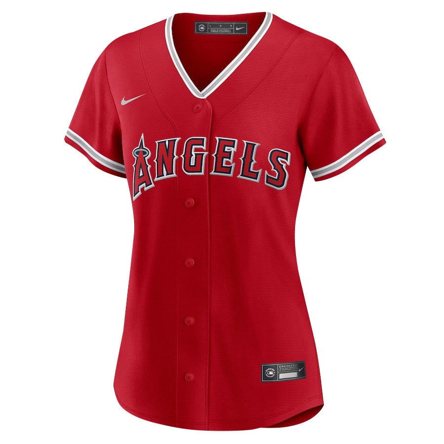 Shohei Ohtani 17 Los Angeles Angels Signed Logo 2023 Alternate Player Women Jersey - Red