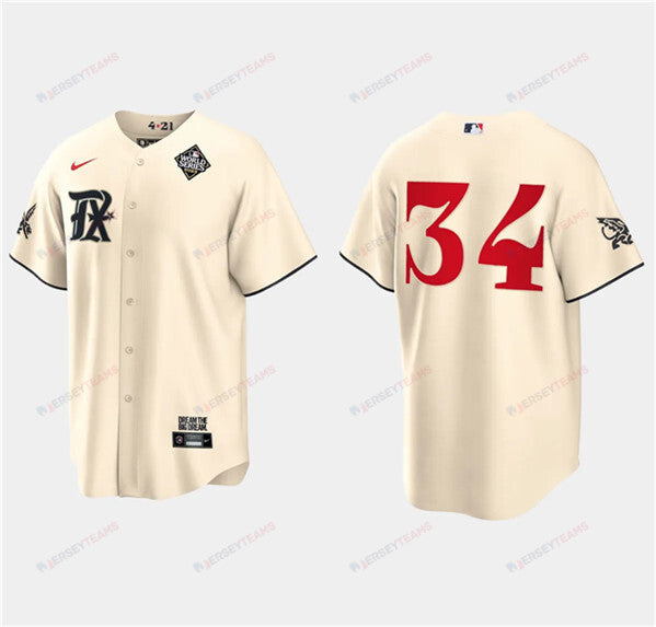 Nolan Ryan 34 Texas Rangers 2023 World Series Stitched Baseball Jersey - Cream