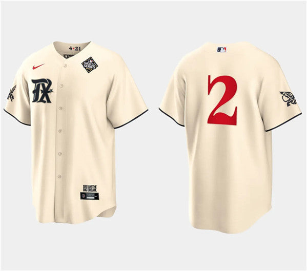 Marcus Semien 2 Texas Rangers 2023 World Series Stitched Baseball Jersey - Cream