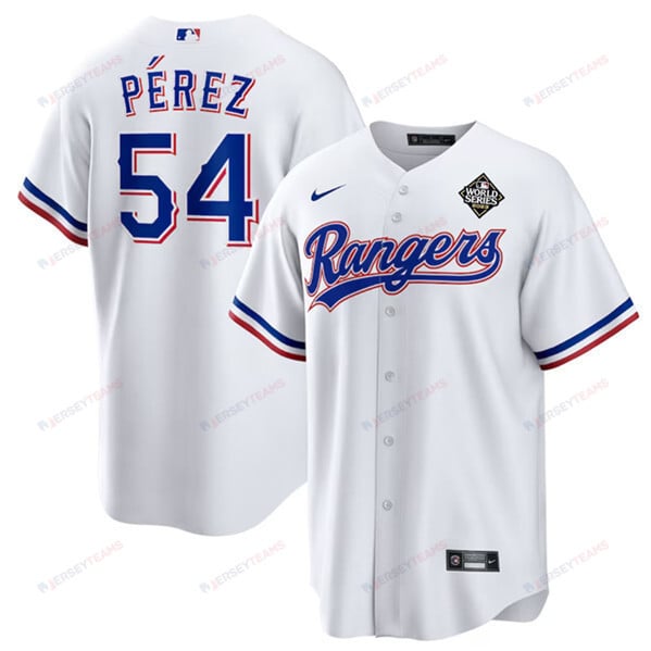 Martín Pérez 54 Texas Rangers 2023 World Series Stitched Baseball Jersey - White