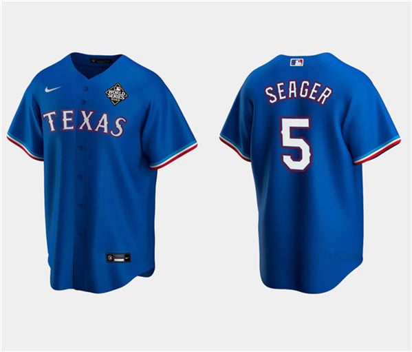 Corey Seager 5 Texas Rangers 2023 World Series Stitched Baseball Jersey - Royal