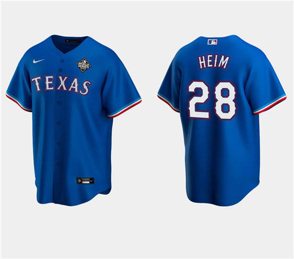 Jonah Heim 28 Texas Rangers 2023 World Series Stitched Baseball Jersey - Royal