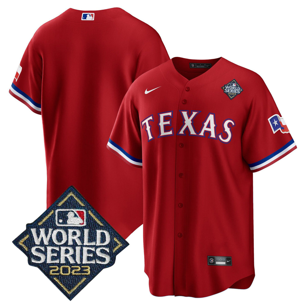 Texas Rangers 2023 World Series Stitched Baseball Jersey - Red