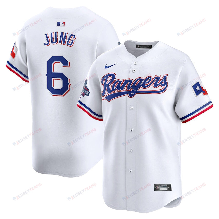 Josh Jung 6 Texas Rangers Home 2023 World Series Champions Limited Men Jersey - White