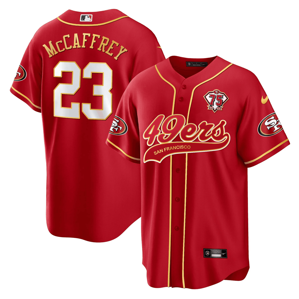 Christian McCaffrey 23 San Francisco 49ers Baseball Men Jersey - Red