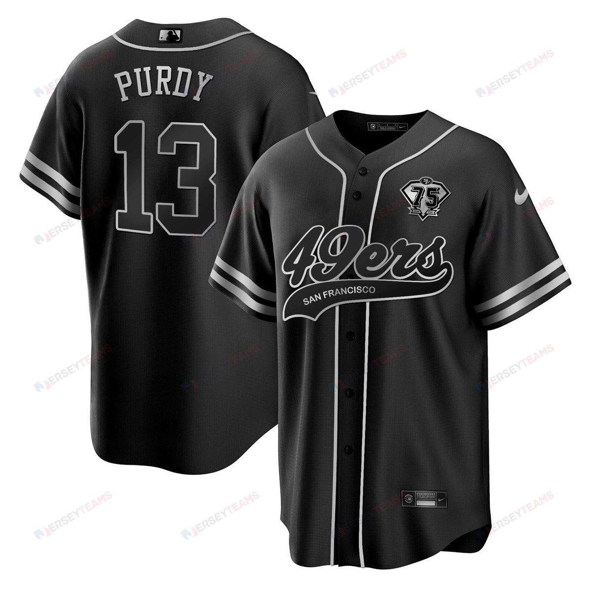 Brock Purdy 13 San Francisco 49ers Baseball Men Jersey - Black Silver