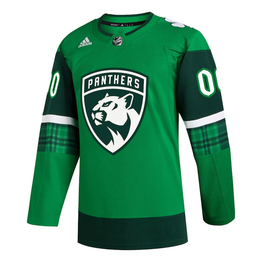 Florida Panthers St. Patrick's Day Custom Men Jersey - Kelly Green