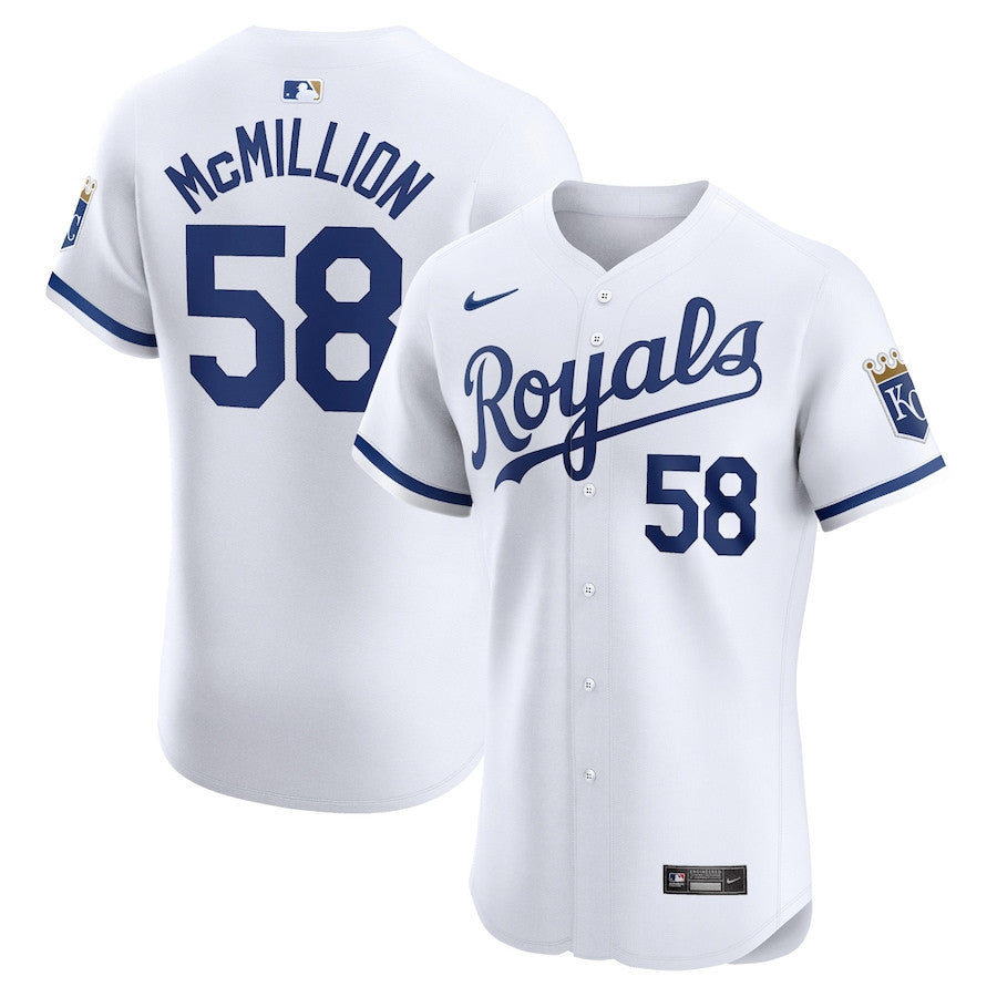 John McMillon 58 Kansas City Royals Home Elite Player Men Jersey - White