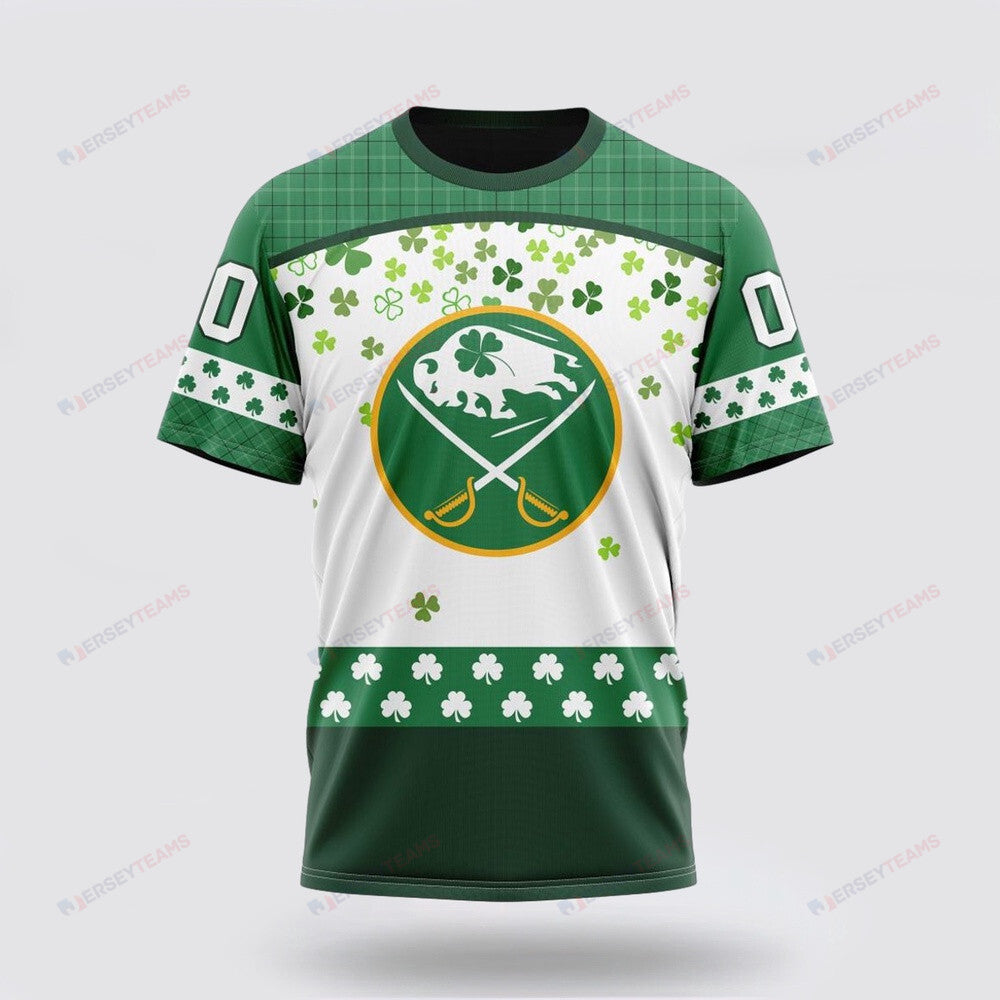 Buffalo Sabres Special Design For St Patrick Day Custom AOP T-Shirt - White