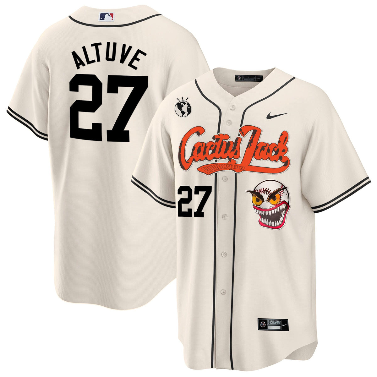 Jose Altuve 27 Houston Astros Cactus Jack Cream Jersey - Men