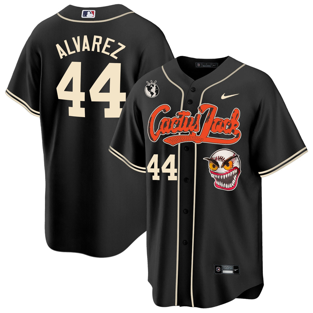 Yordan Alvarez 44 Houston Astros Cactus Jack Men Jersey - Black