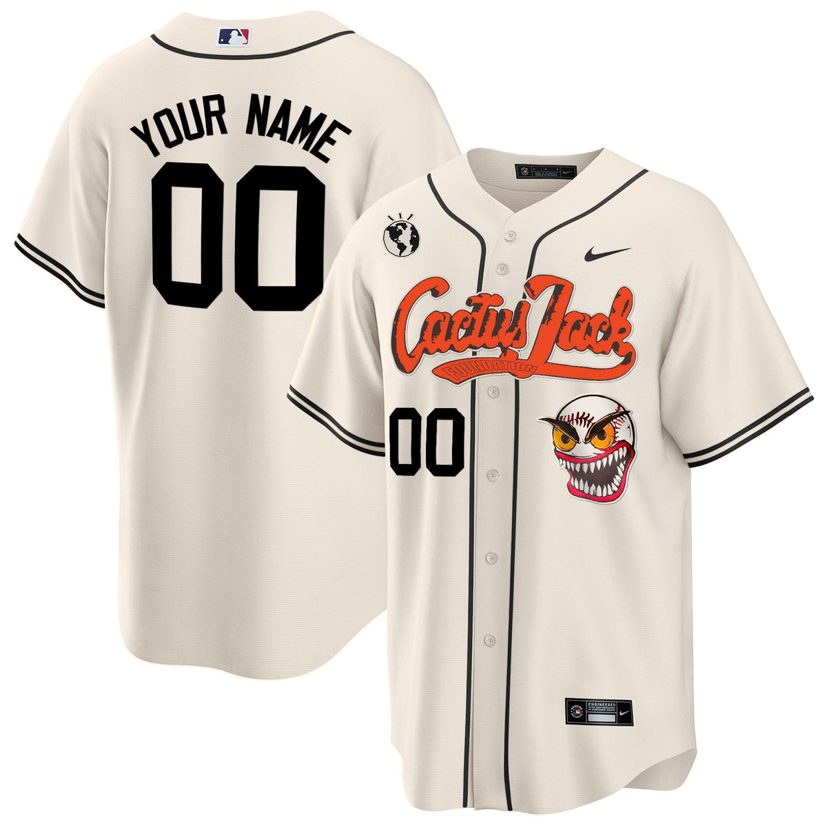 Houston Astros Cactus Jack Men Jersey Customized - Cream