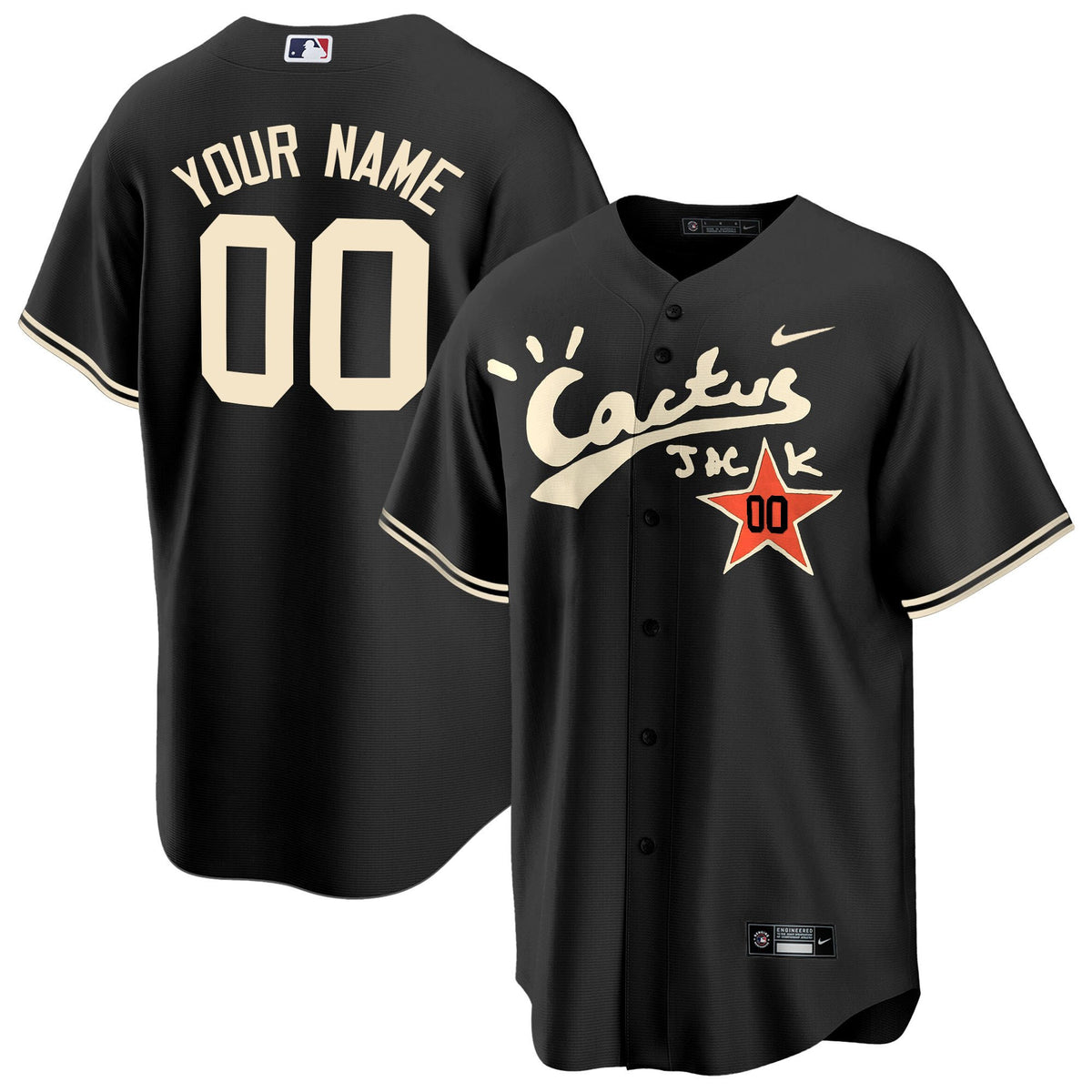 Houston Astros Cactus Jack Customized Black Jersey - Men