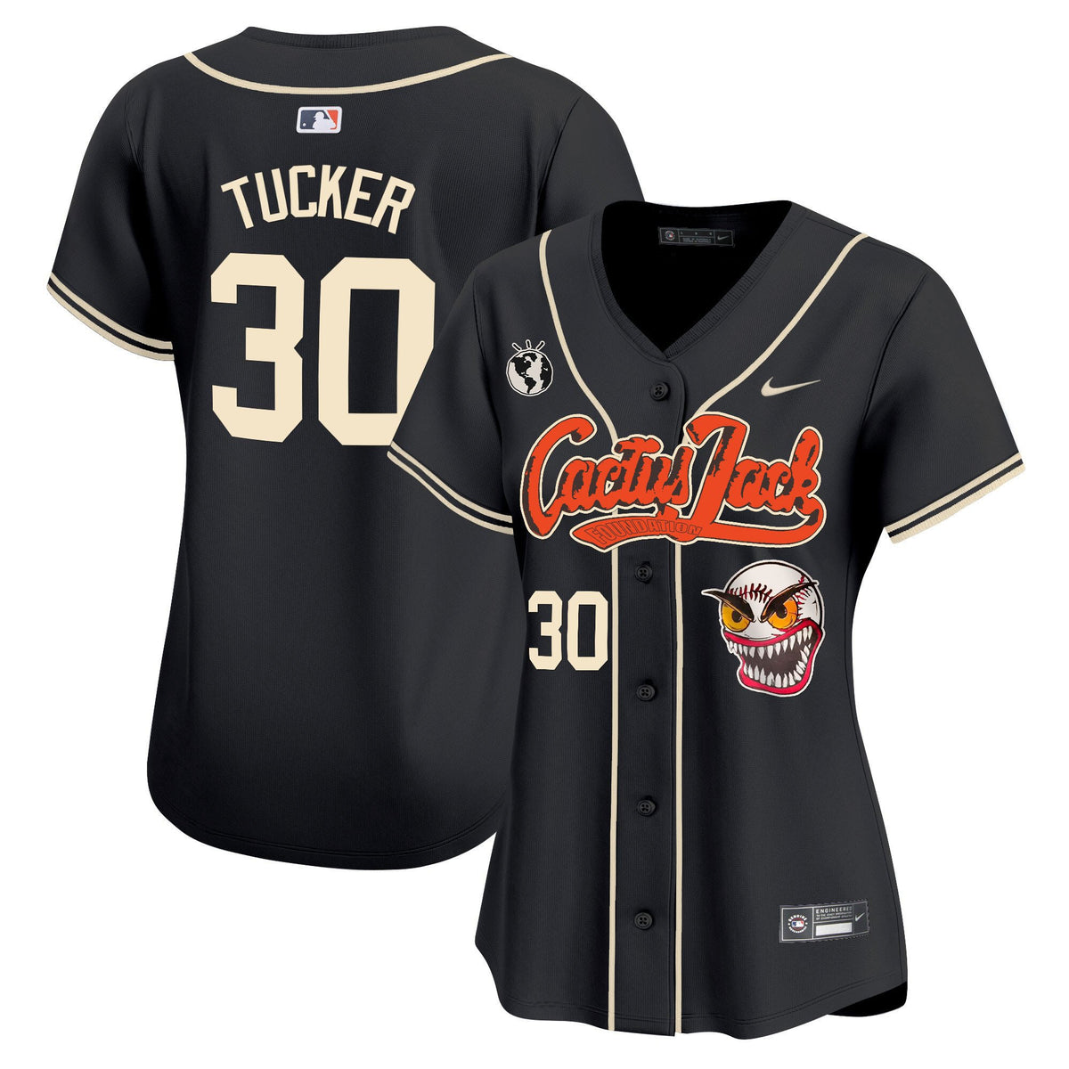 Kyle Tucker 30 Houston Astros Cactus Jack Patch Women Jersey - Black