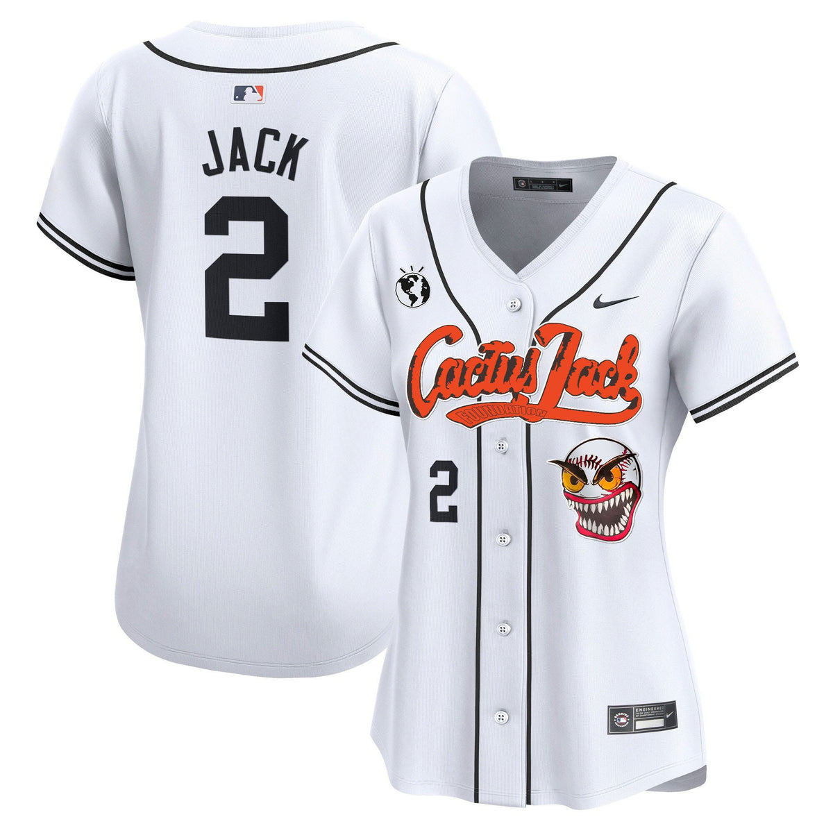 Jack 2 Houston Astros Cactus Jack Patch Women Jersey - White