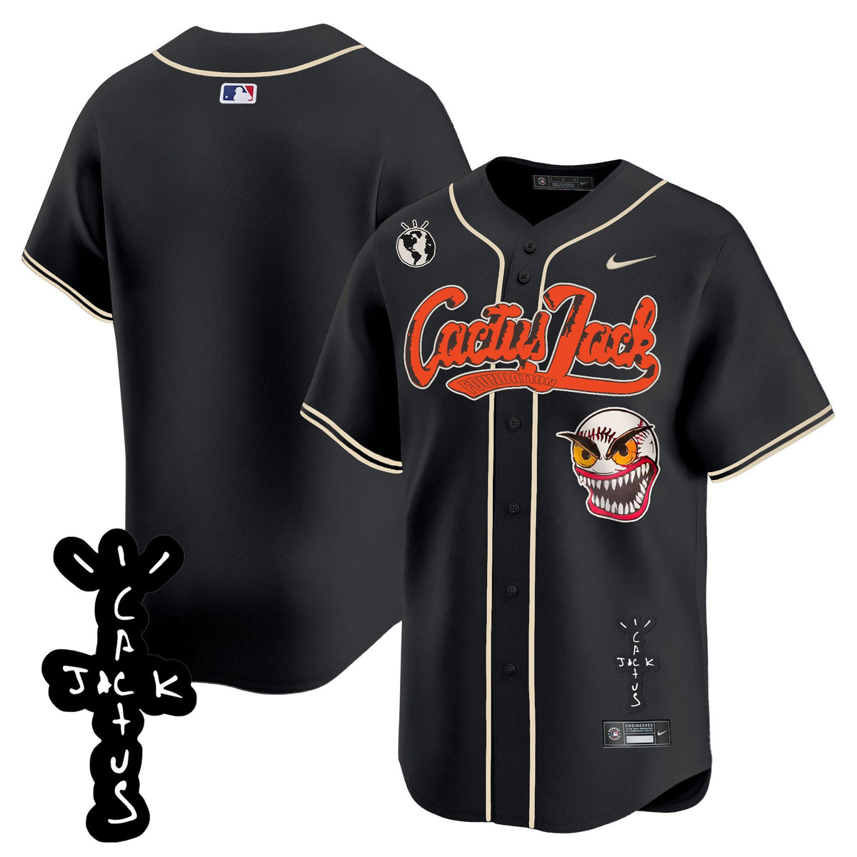 Houston Astros Cactus Jack Patch V2 Men Jersey - Black