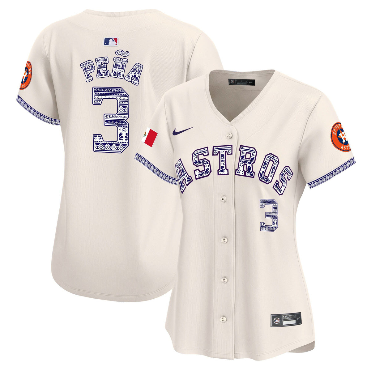 Jeremy Pena 3 Houston Astros Mexico Women Jersey - Cream