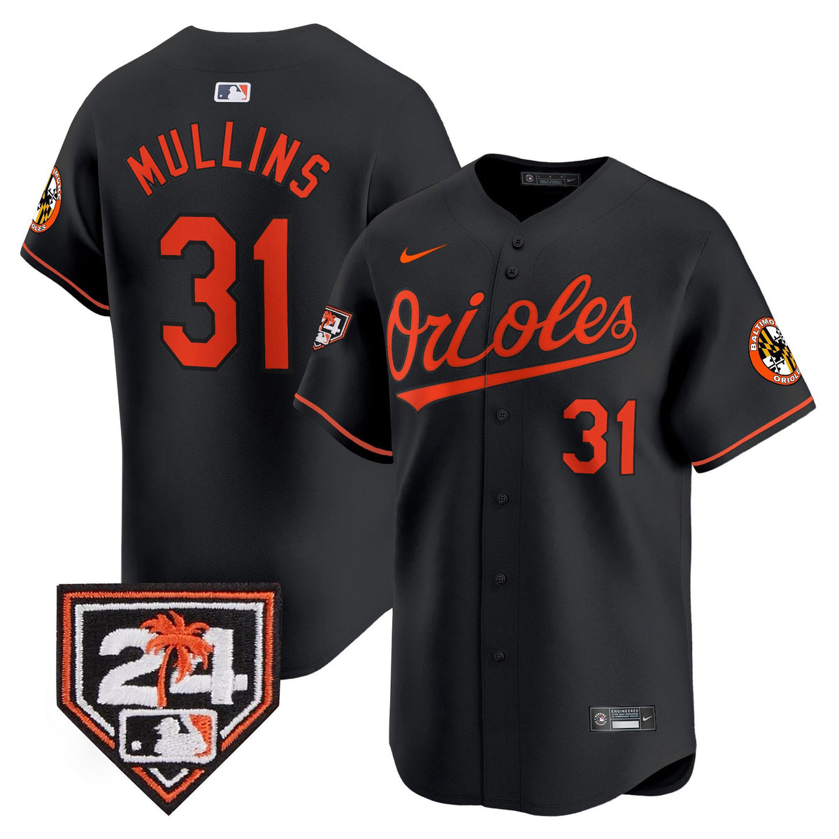 Cedric Mullins 31 Baltimore Orioles 2024 Spring Training Patch Men Jersey - Black