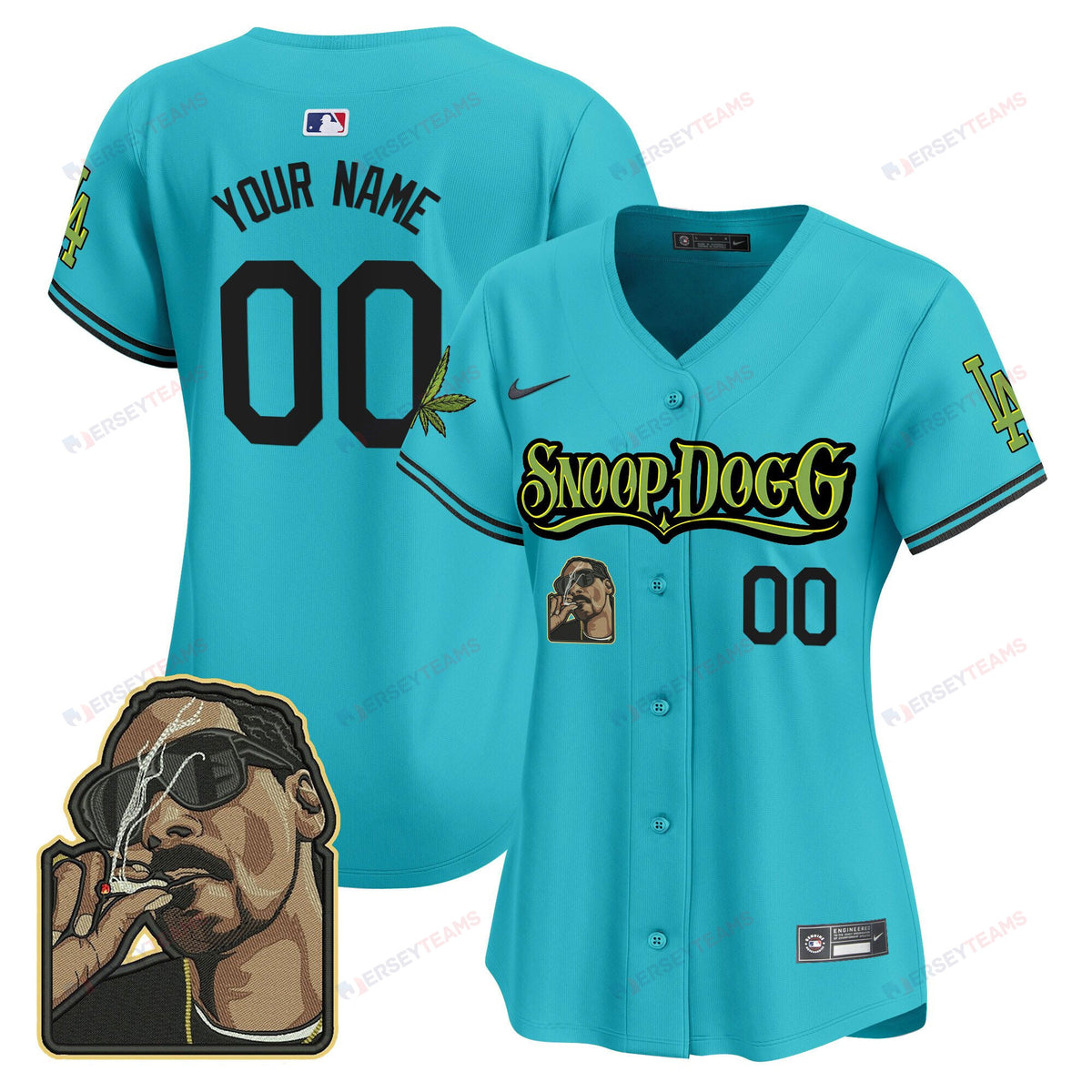 Los Angeles Dodgers Snoop Dogg Custom Women Jersey - Aqua