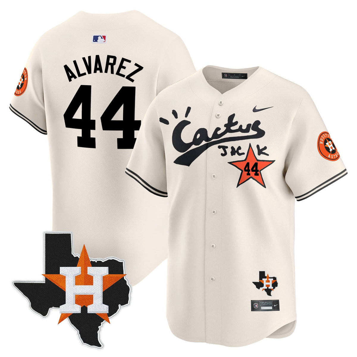 Yordan Alvarez 44 Houston Astros Cactus Jack Limited Jersey Houston Patch - Men