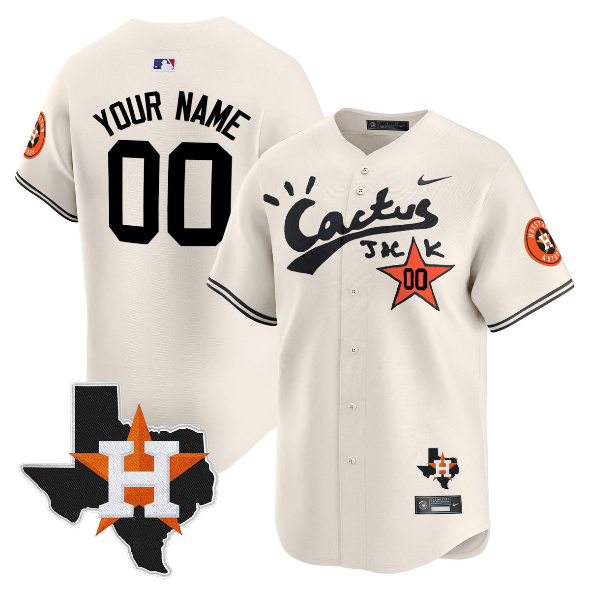 Houston Astros Cactus Jack Houston Patch Customized Limited Jersey - Men