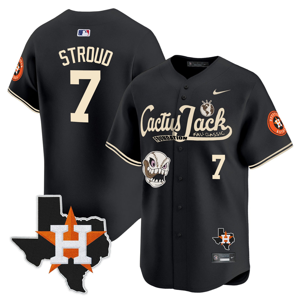 CJ. Stroud 7 Houston Astros Cactus Jack Foundation Fall Classic Limited Jersey - Men
