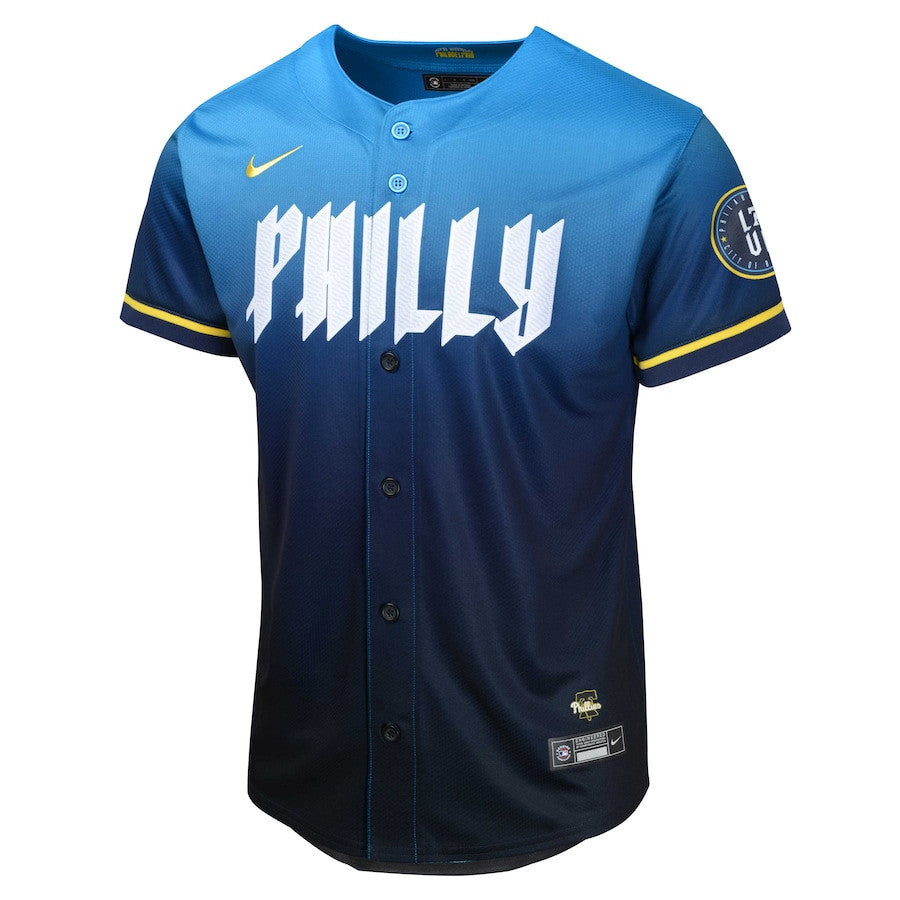 Zack Wheeler 45 Philadelphia Phillies 2024 City Connect Limited YOUTH Jersey - Blue