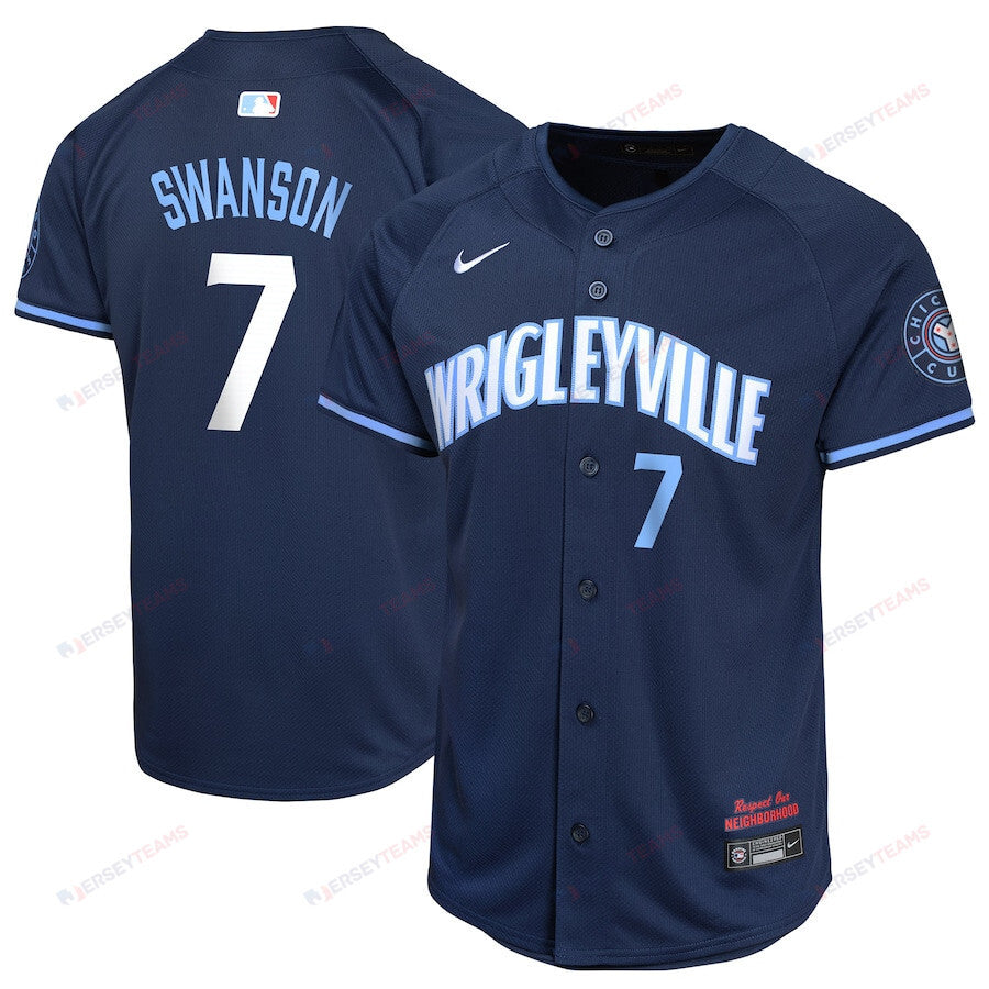 Dansby Swanson 7 Chicago Cubs City Connect Limited YOUTH Jersey - Navy