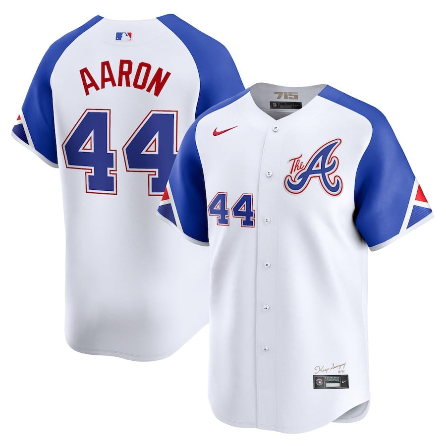 Hank Aaron 44 Atlanta Braves City Connect Retired Men Jersey - White
