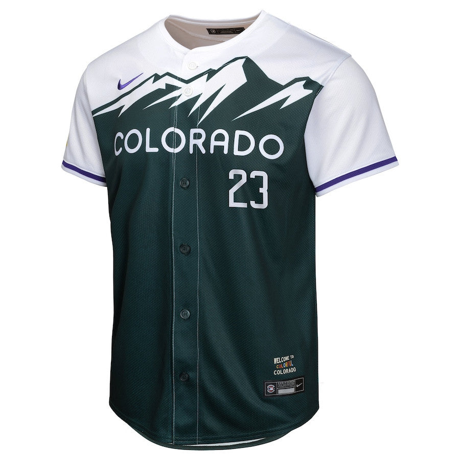 Kris Bryant 23 Colorado Rockies City Connect Limited YOUTH Jersey - Green
