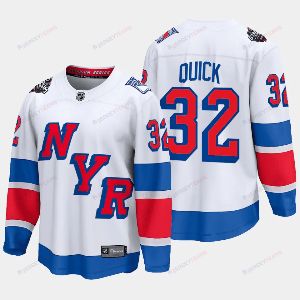 Jonathan Quick 32 New York Rangers 2024 Stadium Series Patch Breakaway Jersey - Men, White