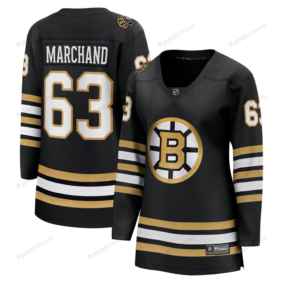 Brad Marchand 63 Boston Bruins Women's 100th Anniversary Breakaway Jersey - Women, Black