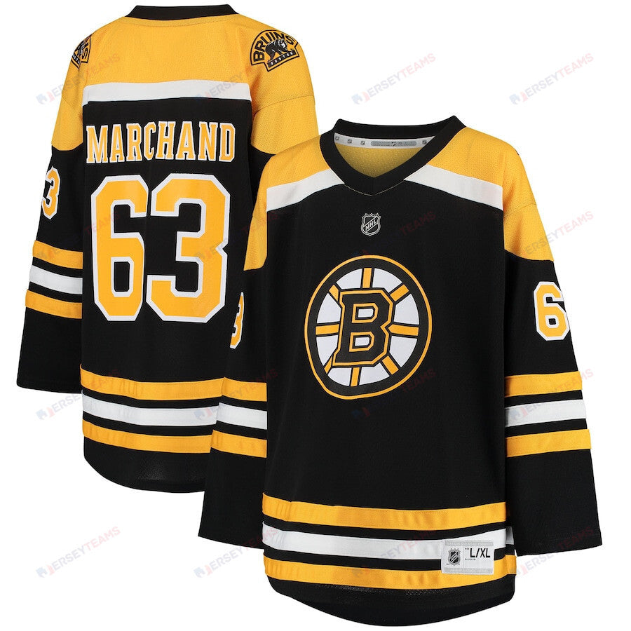 Brad Marchand 63 Boston Bruins Youth Home Jersey - Black