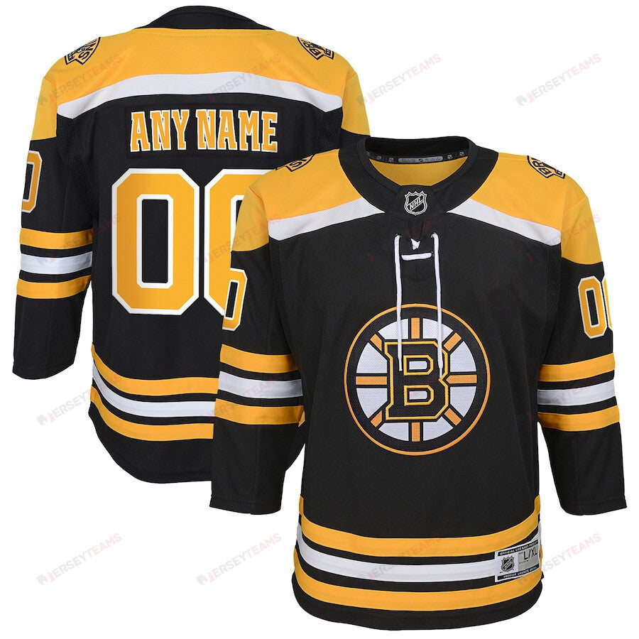 Boston Bruins Youth Home Custom Jersey - Black