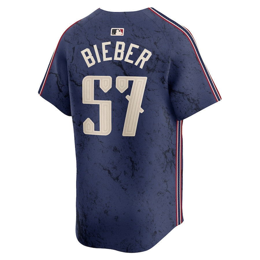Shane Bieber 57 Cleveland Guardians 2024 City Connect Limited Men Jersey - Navy