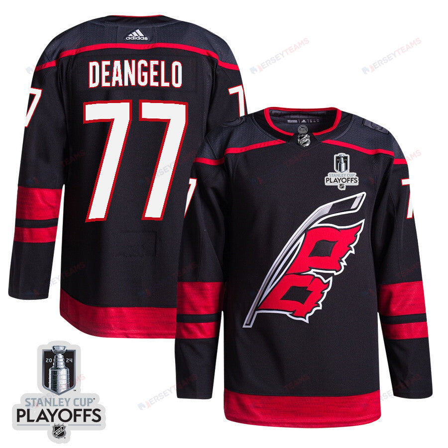Tony DeAngelo 77 Carolina Hurricanes 2024 NHL Playoffs Patch Home Jersey - Men, Black