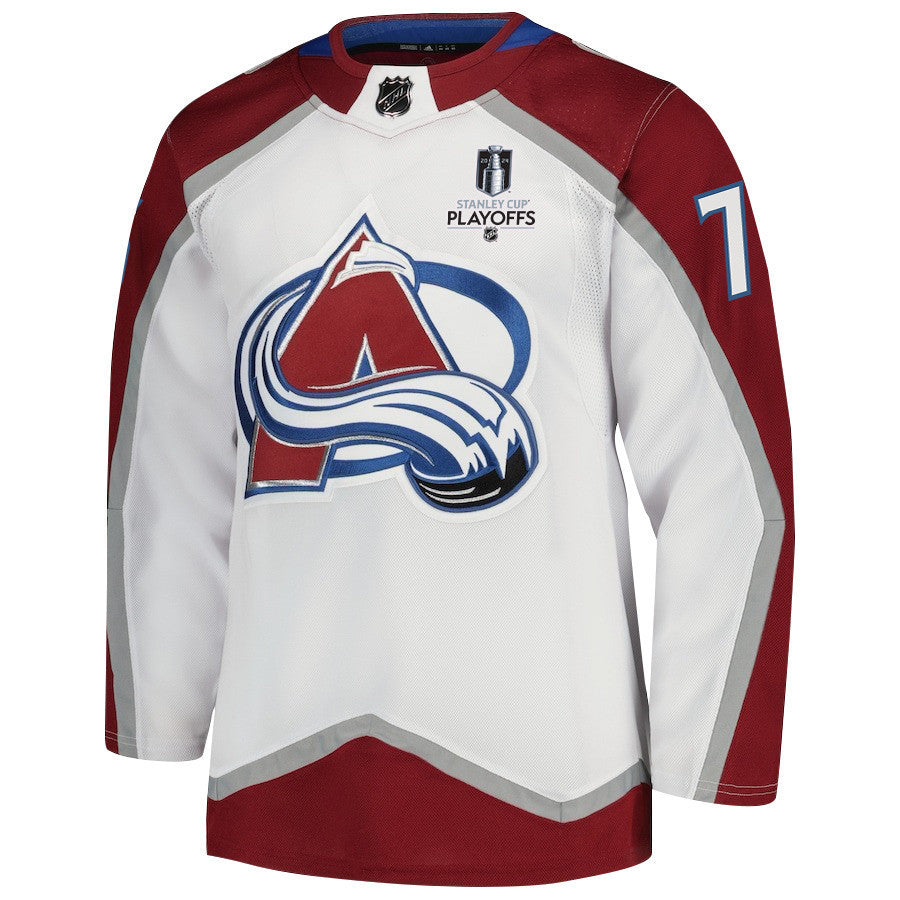 Yakov Trenin 73 Colorado Avalanche 2024 NHL Playoffs Patch Away Jersey - Men, White