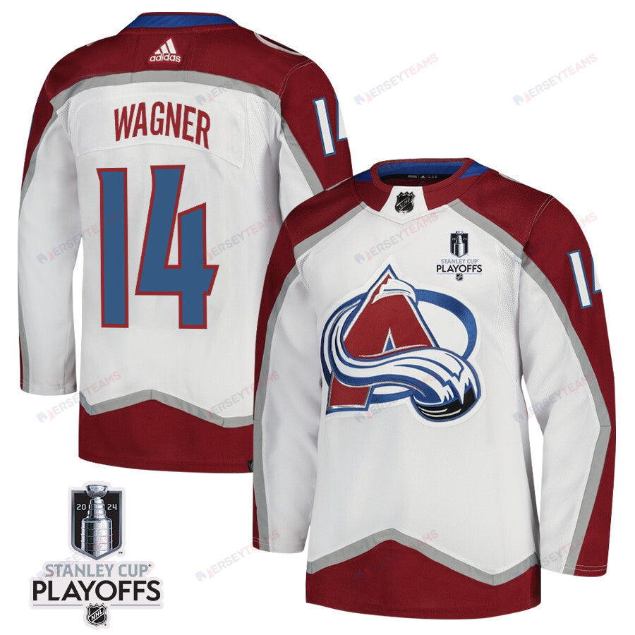 Chris Wagner 14 Colorado Avalanche 2024 NHL Playoffs Patch Away Jersey - Men, White
