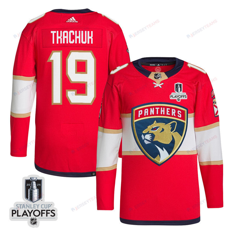 Matthew Tkachuk 19 Florida Panthers 2024 NHL Playoffs Patch Home Jersey - Men, Red