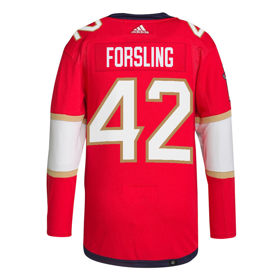 Gustav Forsling 42 Florida Panthers 2024 NHL Playoffs Patch Home Jersey - Men, Red