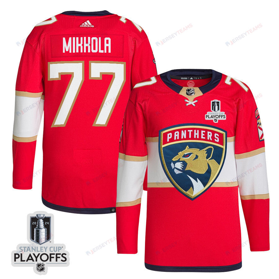 Niko Mikkola 77 Florida Panthers 2024 NHL Playoffs Patch Home Jersey - Men, Red
