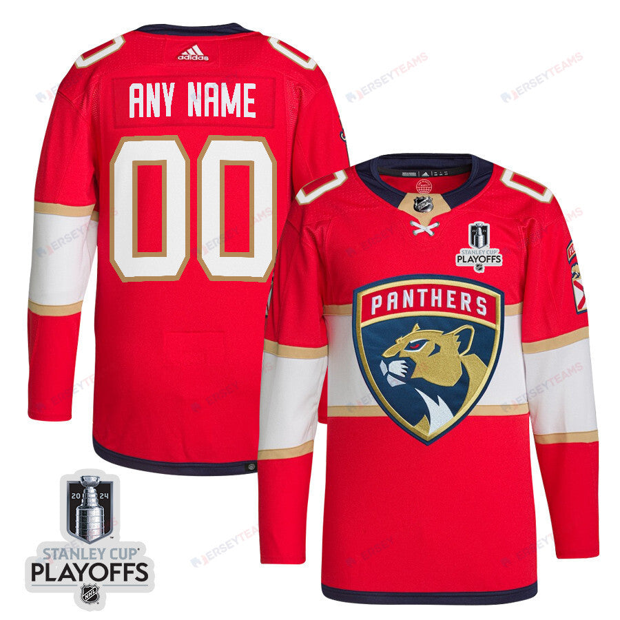 Florida Panthers 2024 NHL Playoffs Patch Home Jersey Customized - Men, Red