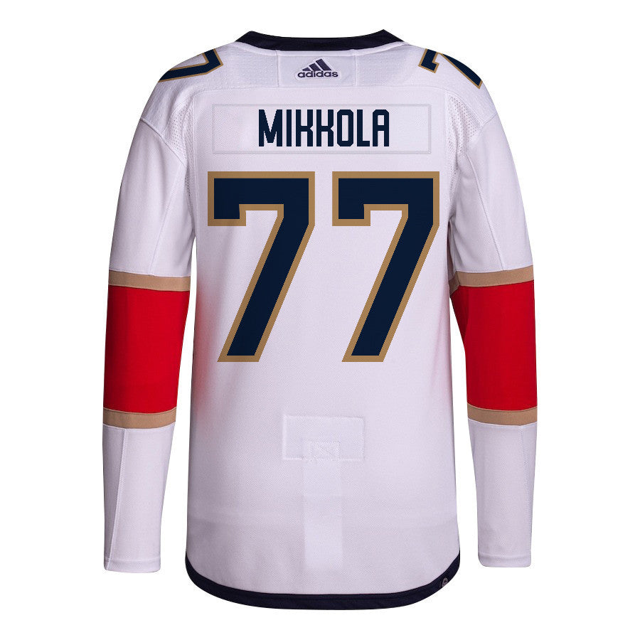 Niko Mikkola 77 Florida Panthers 2024 NHL Playoffs Patch Away Jersey Customized - Men, White