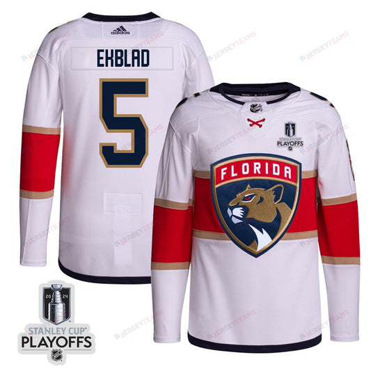 Aaron Ekblad 5 Florida Panthers 2024 NHL Playoffs Patch Away Jersey Customized - Men, White